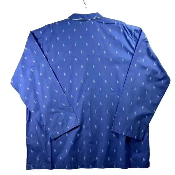 Polo Ralph Lauren Pajama Shirt Mens 2XL Blue Pony Logo Button Up Sleepwear NWT - Picture 2 of 7